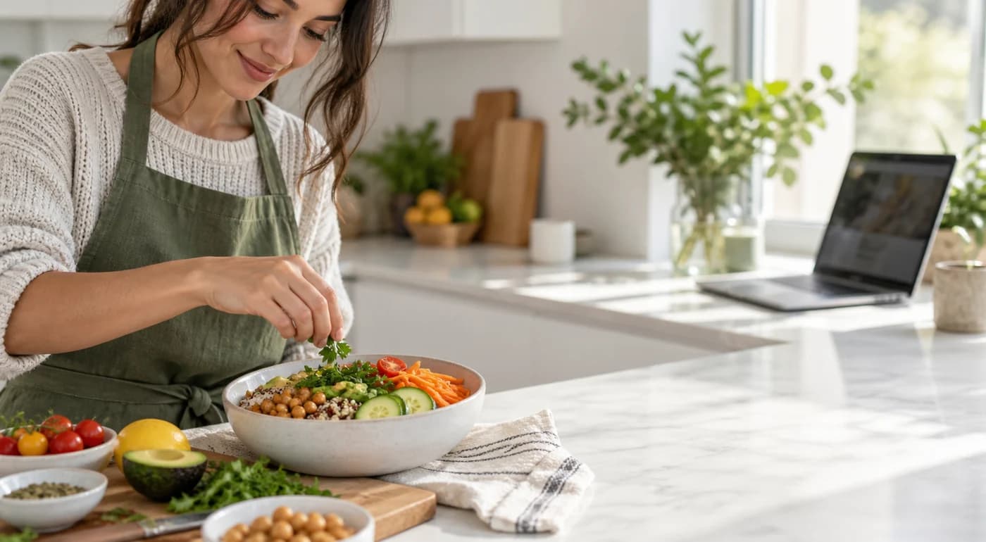 Preparing a nutrient-rich meal at home